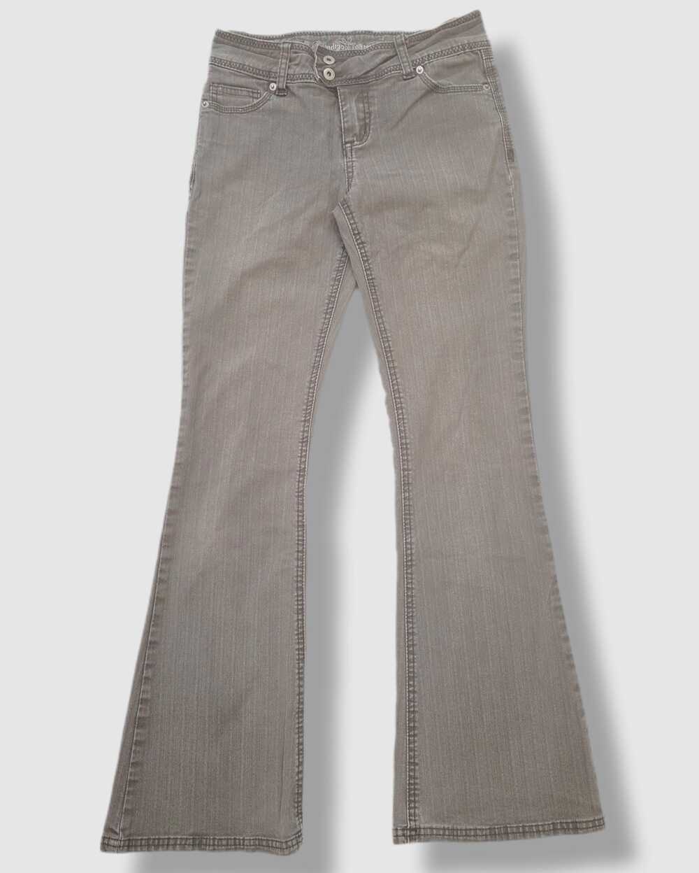 Vintage Y2K low rise flare jeans, medium gray, size 16 teen fits 24–25